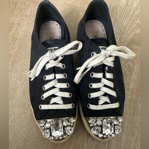 Miu Miu suede rhinestone sneakers sz 37